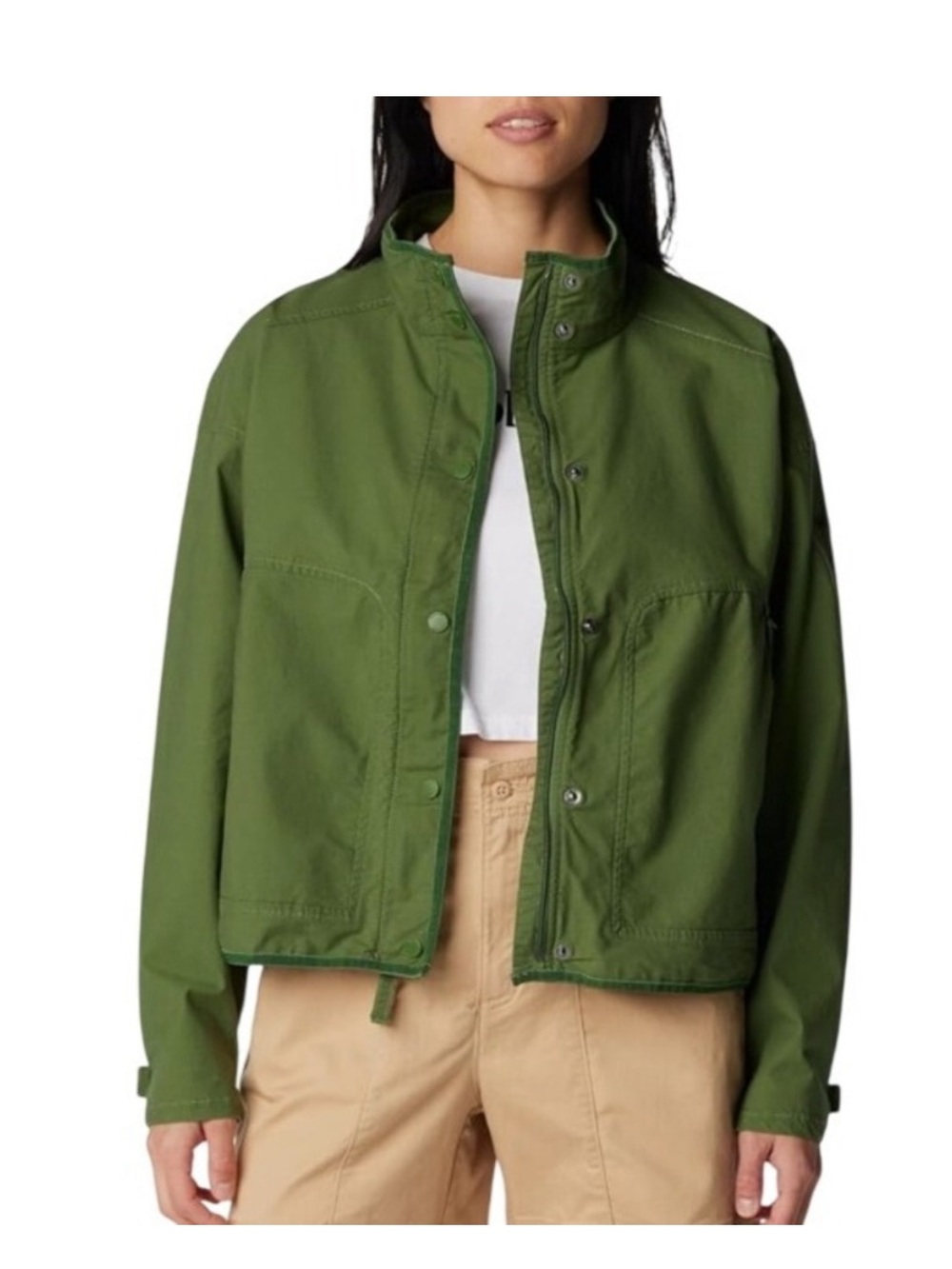 Columbia Olive Green Funnel Neck Lightweight Outdoor Utility Hiking Jacket